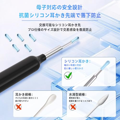 AQZ 耳かき カメラ付き【Amazon.co.jp限定】カメラ付き みみかき カメラ 耳掃除 カメラ付き耳かき メカニカルアーム付き 3.5mm極細レンズ の商品画像 3