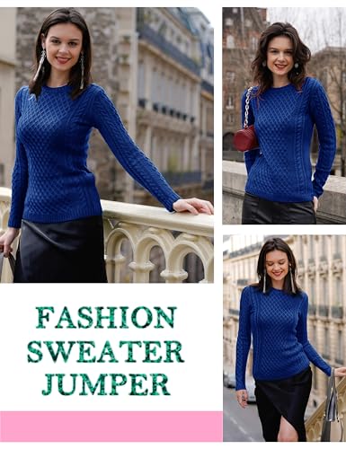 Image of v28 Women Crew Neck Knit Stretchable Elasticity Long Sleeve Sweater Jumper Pullover