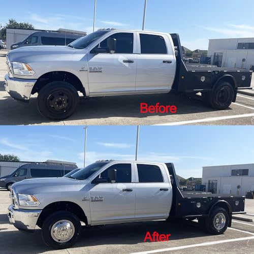 Image of 4pcs 17inch Polished Stainless Steel Dually Wheel Simulators, Bolt On Wheel Cover with Removable Centre Cap, 8 Lug Hubcaps fit for 2003-2018 Dodge Ram 3500 C17D8