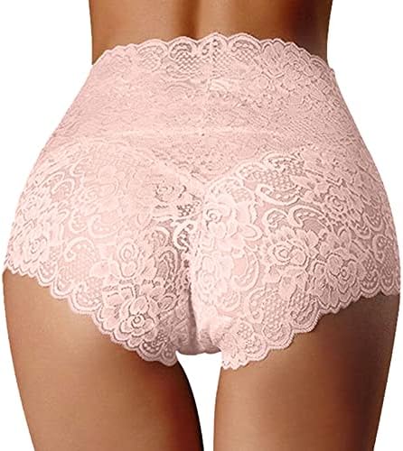 Lace Underwear for Women Cheeky High Waisted Tummy Control Ladies Seamless Soft Full Coverage Panties Hipster Briefs