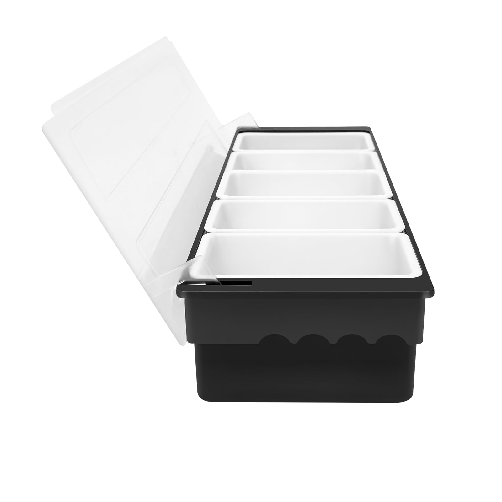 Zutatenbehälter 5 Fächer Beilagenbehälter Pizzastation Zutatenbox Obst Behälter mit Deckel Obstschachtel für Küchen, Restaurants, Bars