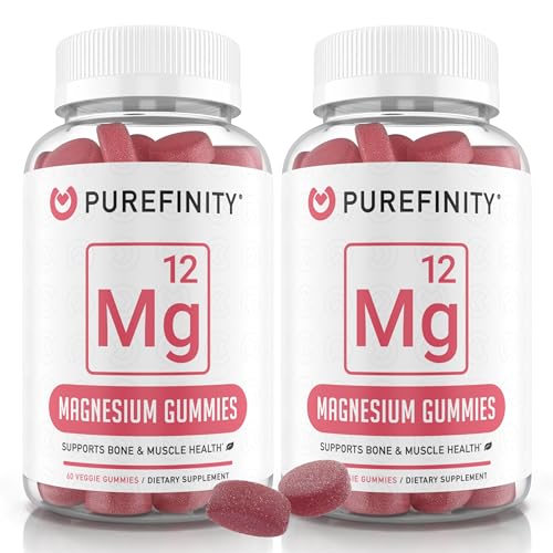 Magnesium Citrate Gummies 600 mg for Adults – High Absorption Supplement for Cramps, Muscle Recovery, Sleep, Bone, and Energy Support – Non-GMO, Allergen Free – 60 Vegan Gummies (Pack of 2)