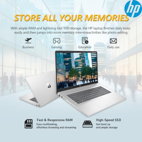 Image of HP 2026 Laptop 17.3 inch Touchscreen Computer, 17 Inch HD+ Touch Screen Laptop, AMD Ryzen 5(6-Core, >i7-1255U), 24GB RAM 512GB SSD, Windows 11 Pro for Business, Students&Home,10-Key Number Pad,USB-C,HDMI
