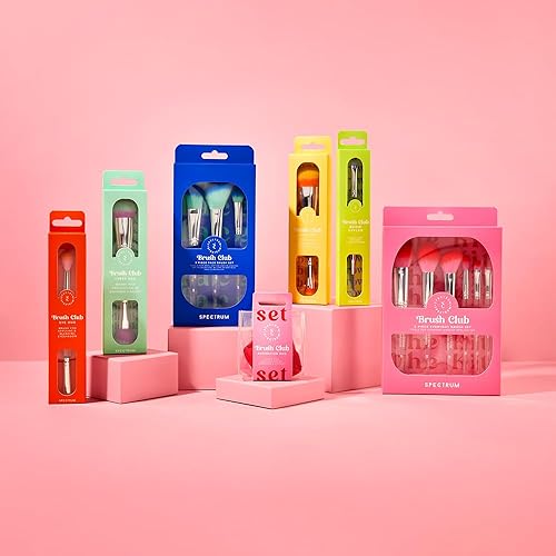 Miniatura 5 de Spectrum Collections Brush Club - Juego de 6 brochas de maquillaje rosa, brochas de maquillaje Spectrum para polvo de tez, corrector de mejillas,