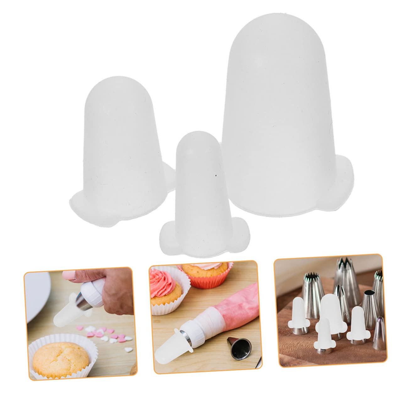 Alipis Protectores De Boquillas para Manga Pastelera 6 Piezas Silicona Flexible Tamaños Pequeño Mediano Grande para Decoración De Pasteles y Repostería Hogareña