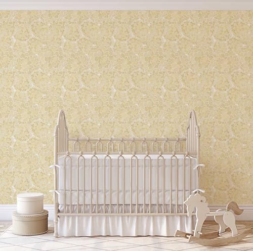 Papier peint autocollant floral texturé chic vinyle jaune 63x152 - 5
