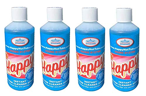 Happy Hot Tubs Instant Filter Cleaner Spray with Spray Nozzle Hot Tub Pool Spa Tubs Spas (4 x 500ml)