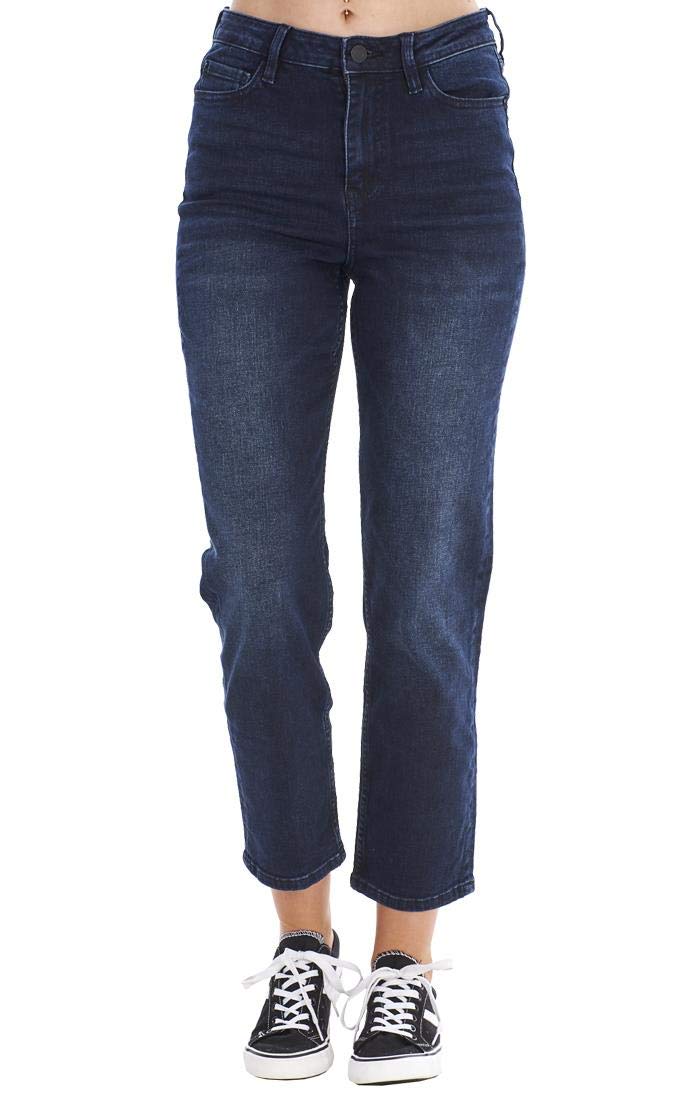 ChicWhisper Ladies Ankle Grazer Straight Leg Womens Stretch Mid Rise Denim Jeans Indigo