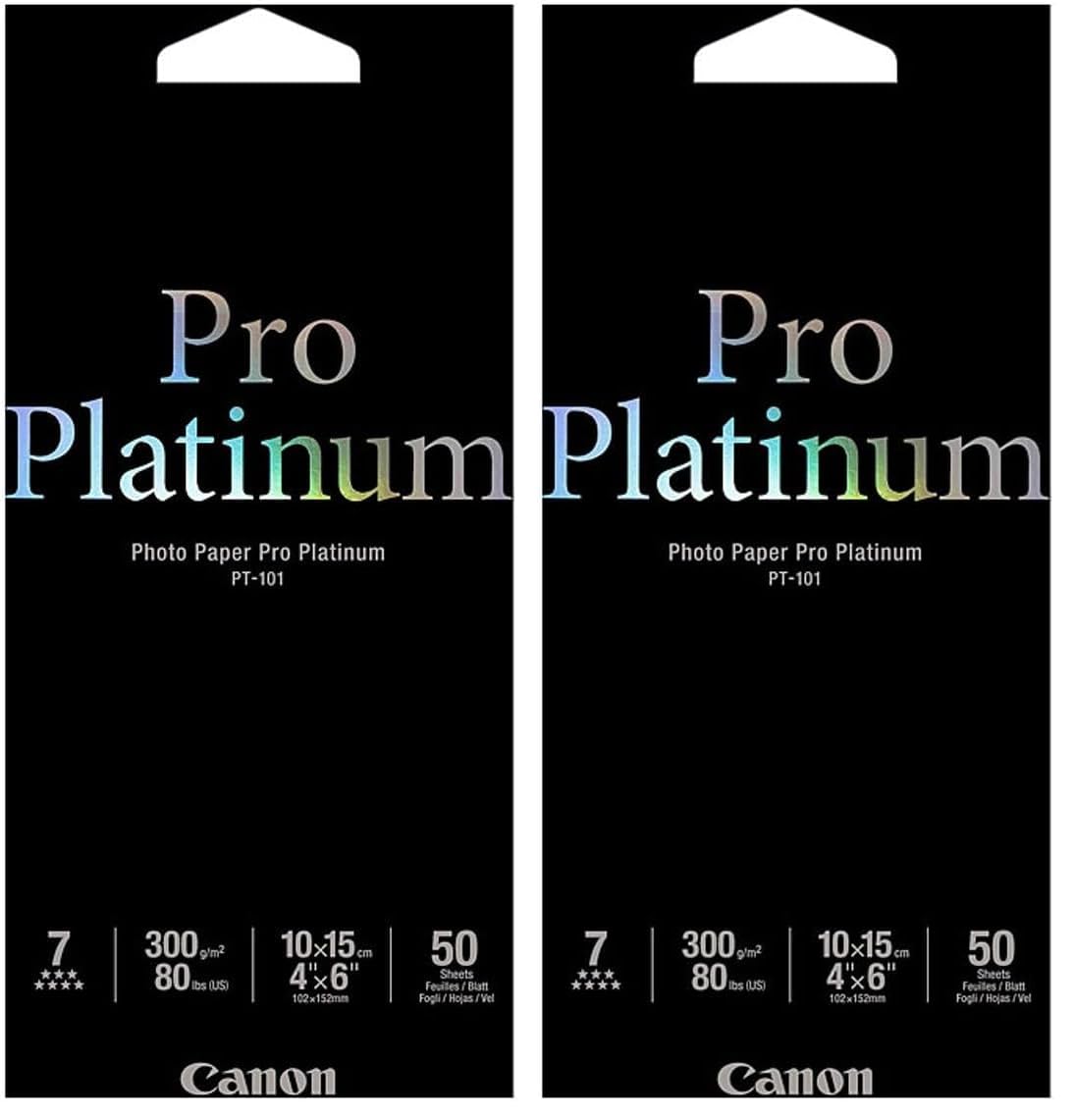 Canon PT-101 Carta Fotografica Lucida Professionale Formato 10x15cm (50 fogli) (Confezione da 2)