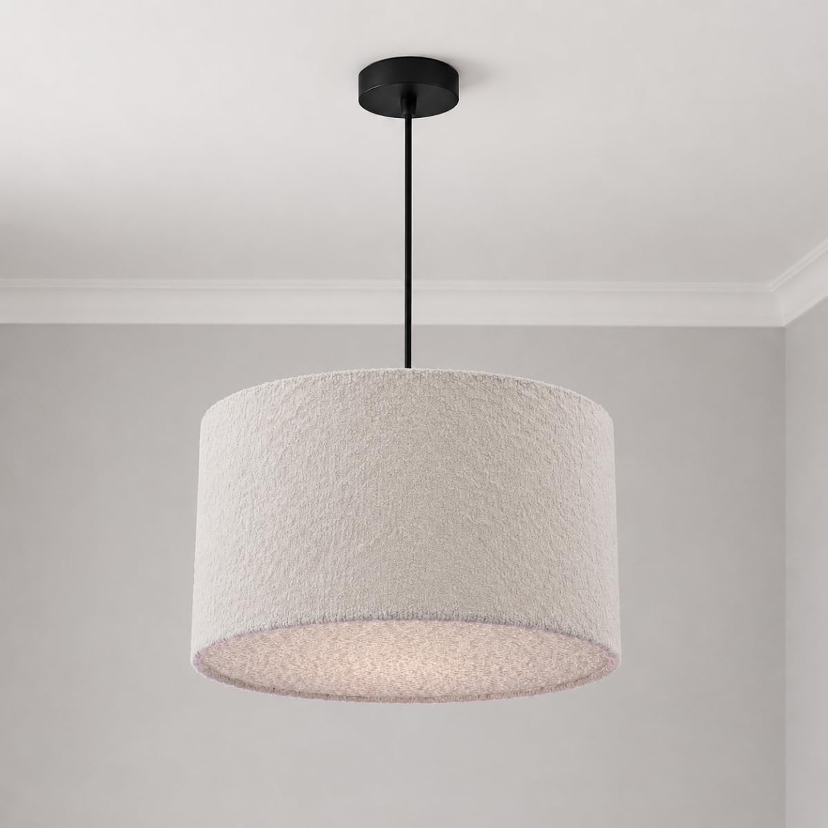 CGC Lighting Indoor Ceiling Lampshade Boucle 30cm Matching Inner Lounge Dining Room Hallway (Petra Grey 30cm + Diffuser)