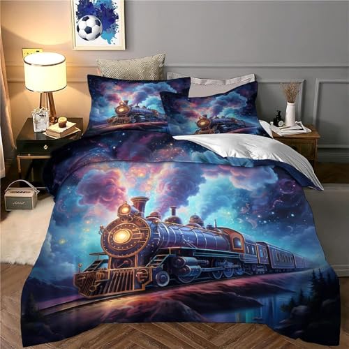 Parure de lit double 200x200 avec housse de couette imprimé 3D en microfibre zippée