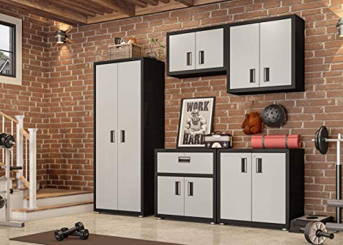 Floating-Garage-Storage-Cabinet-Heavy-Duty-Wall-Mount-Steel-Cabinet-Lockable-2-Door-Design-Removable-Shelf-44-lbs-Capacity-Ready-to-Assemble-Metal-Garage-Organizer-Black-and-Grey