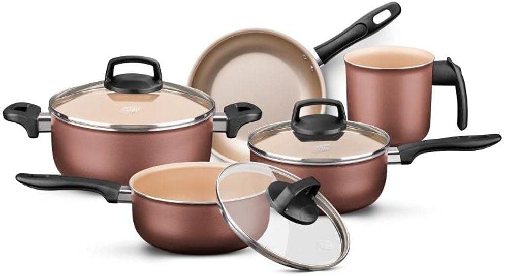 MTA CONJUNTO FLORENCE CHOCOLATE SUPRA COM TAMPA DE VIDRO 5 P... - imagem principal do produto