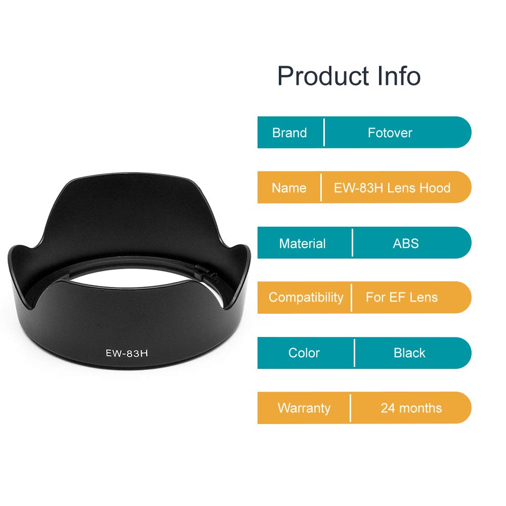 Paraluce EW-83H Per Canon EF 24-105mm F/4L - Tulipano, 77mm, Nero, Per Fotocamere - Foto 7