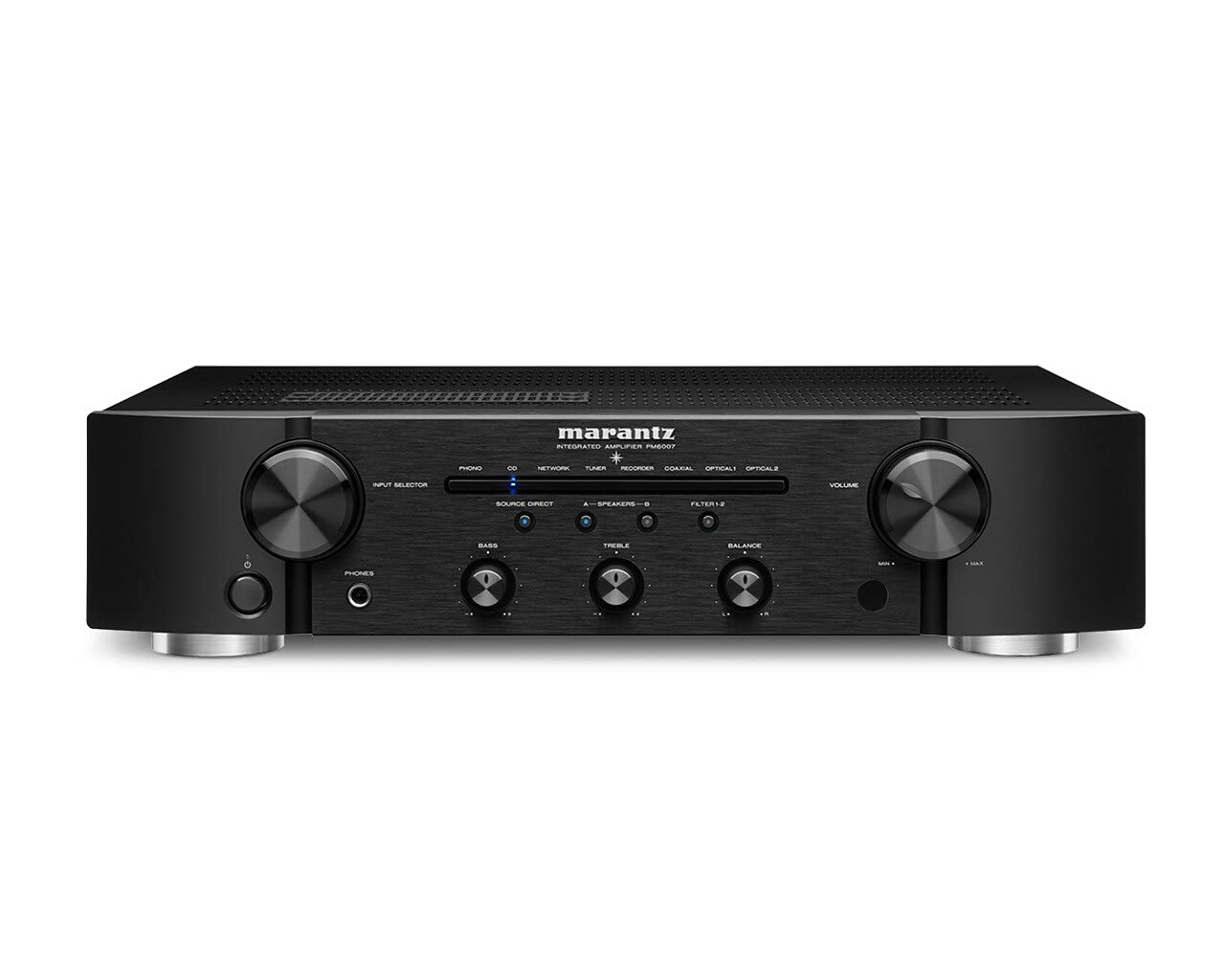 Marantz Professional Pm6007 Amplificador Hi-Fi Estéreo, 2 X 60 W, Entrada Óptica, Entrada Phono, Salida de Subwoofer, Color Negro