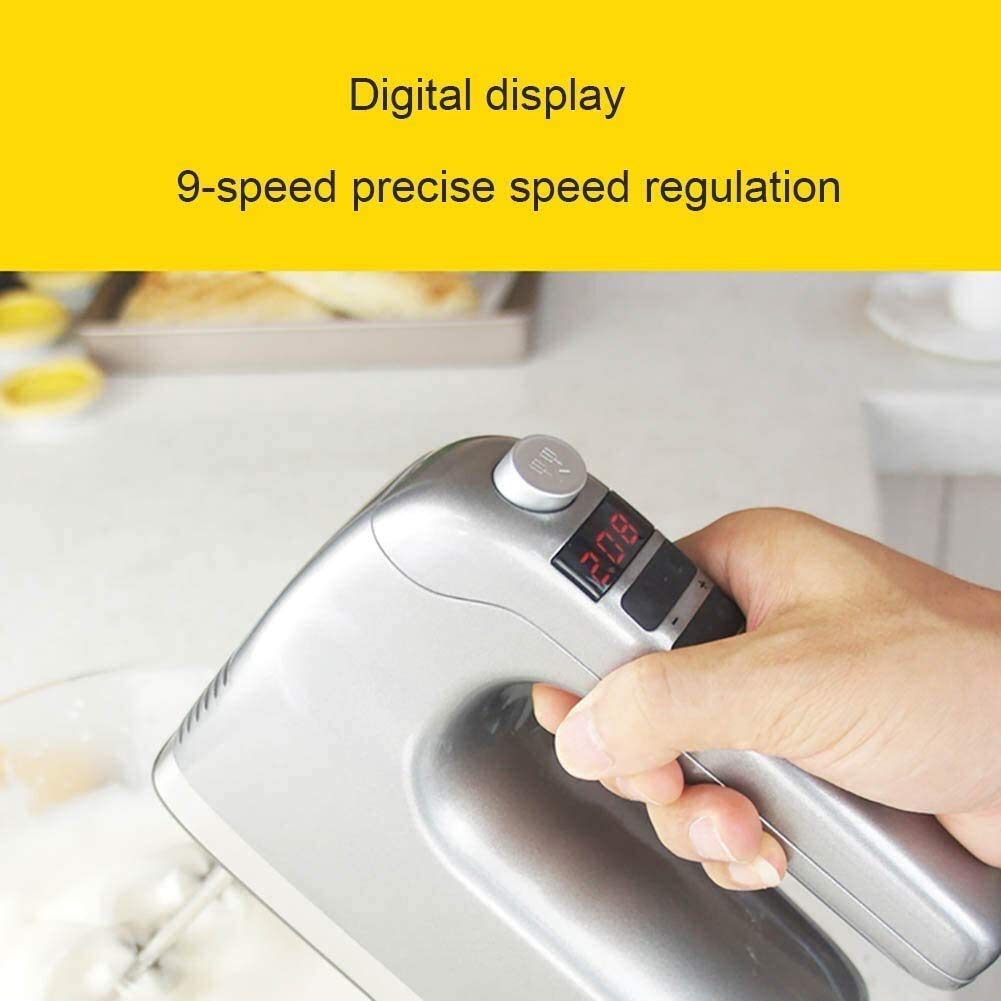 Kitchen Aid Hand Mixer Electric Hand Mixer Frusta a Mano a 9 velocità per Cottura da Cucina Torta all'uovo Crema, Include fruste e Ganci per impastare, temporizzazione Digitale 400
