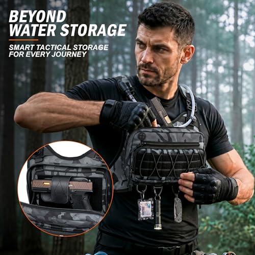 Image of BECOJADDE Running Vest for Men with 2L Water Bladder Tactical Hydration Backpack Adjustable Lightweight Chest Pack for Marathon Hunting Cycling