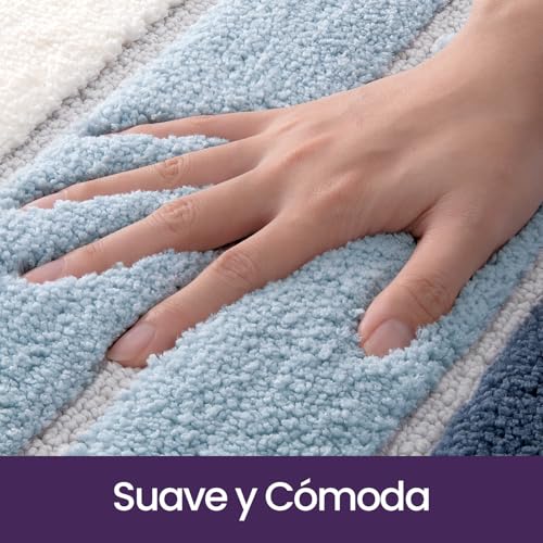 Alfombra baño antideslizante microfibras lavable ducha 50x80 azul 4