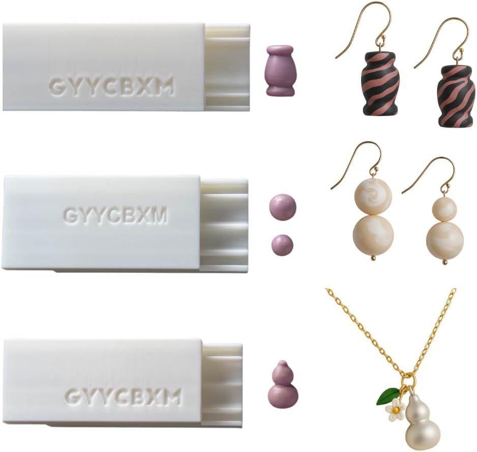 GYYCBXM 3PCS Polymer Clay Bead Roller Set – Ball, Gourd and Jar Molds for Clay Jewelry Making, Bead Making Tool for Earrings and Keychains,Bead Roller Tools，Jewelry Making Tools for Polymer