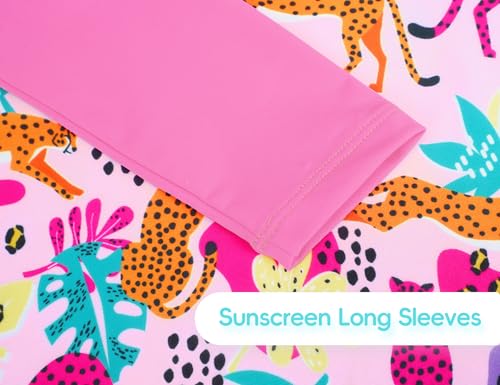 Image of Girls Swimsuit Long Sleeve Rush Guard Bathing Suit Swimwear with Bikini Bottom Sun Protection