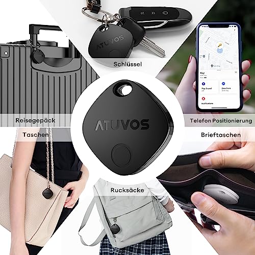 ATUVOS Air Tag Schlüsselfinder 2er Pack, Smart Tracker KeyFinder Kompatibel mit Apple Wo ist? APP (iOS NUR,Android Nicht unterstützt) Bluetooth Key Finder für Gepäck/Koffer/Taschen,Austauschbarer Akku