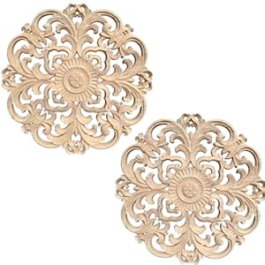 Keboyoe 2 Stück Holzornamente Rond Sculpté