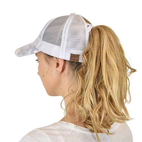 Image of C.C Ponycap Messy High Bun Ponytail Adjustable Mesh Trucker Baseball Cap Hat