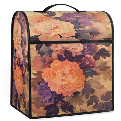 Coffee Maker Cover Vintage Peony Floral Kitchen Appliance Covers Small Appliance Covers Blender Cover Juicer Cover Dust Covers for Kitchen Appliances with Top Handle and Pockets,Washable,B982