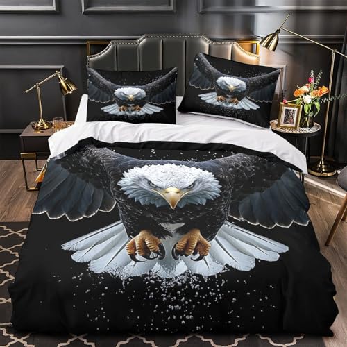 Housse de couette aigle 3D 200x200 microfibre avec taies - 2