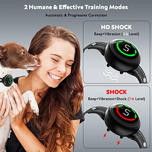 Bark Collar For Large Dog & Medium Dogs, Birkhey Dog Bark Collar, Rechargeable Automatic Bark Shock Collar, Anti Barking Collar With Beep Vibrating Shock, 5 Sensitivity For Barking Control & Training #TOP2
