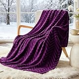 Picture of Whale Flotilla Flannel Fleece Throw Blanket for Couch Sofa Bed, Lightweight Breathable Soft Throws Plush Fluffy Chevron Design Decorative Blankets for All Season, 50x60 Inch, Purple