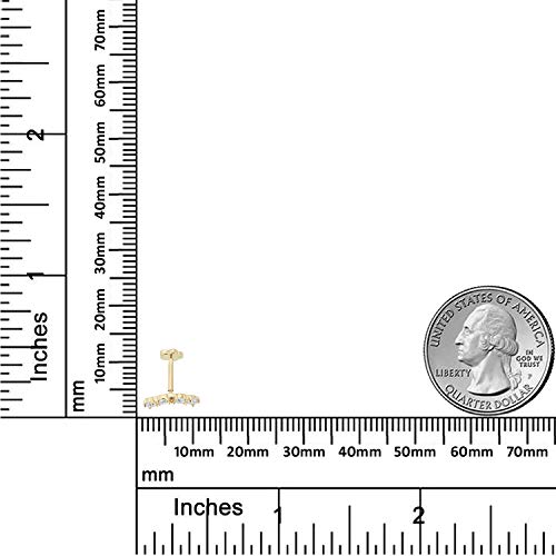 Avora 14K Yellow Gold Simulated Diamond Cz Curved Bar Cartilage Piercing Flat Back Earring Body Jewelry (18 Gauge) #TOP2