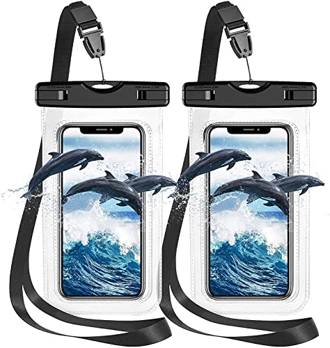 防水智能手机袋防水智能手机壳 [2 件装]，IPX8 认证手机壳，适用于 iPhone 13/12 Pro Max/11 Pro/XR/7/8，Galaxy S21/S20，最大 7.0 英寸