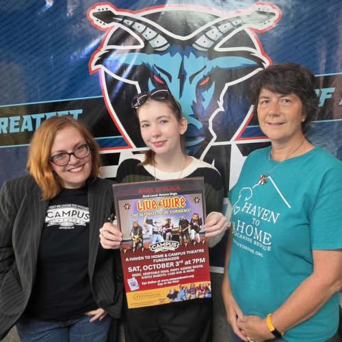 Laura from the Campus Theatre and Marcy from Haven to Home in Studio