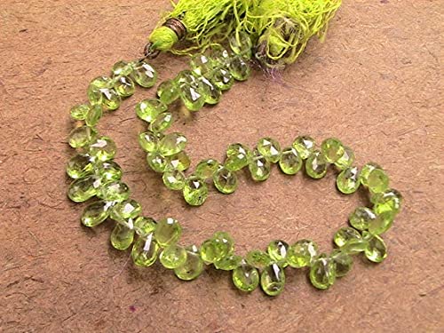 Peridot briolette facetté en poire pour création de bijoux DIY - 50 pcs