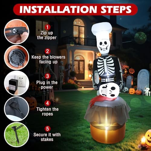 51IbmHYRlqL._AC_ Halloween Outdoor Skeleton Ghost Animated Skull Scary Inflatable Decoration with Built-in LED Lights for Party Holiday Outdoor Yard Lawn