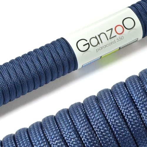 Ganzoo Paracord 550, Cuerda de 4 mm, 3 Metros, Poliéster, Tipo 3-7 Hilos Interiores, Correa de Perro Collar Pulsera, Camping Supervivencia y Cuerda Multiusos, Azul Marino