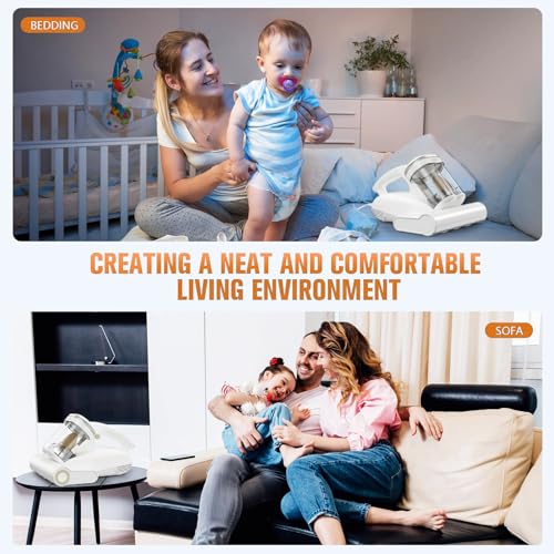 Image of Bed Vacuum Cleaner Mattress Vacuum Cleaner,16Kpa Powerful Handheld Vacuums with UV-C Light & Double Dust Cup & High Heating & Ultrasonic & HEPA Filter for Bed Sofa(Corded,Frost White)