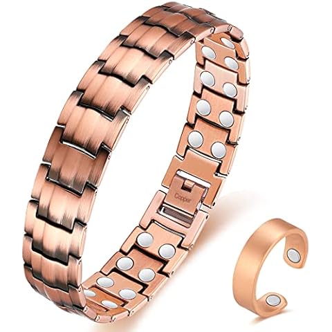 Vicmag Copper Bracelet for Men Copper Magnetic Bracelet Ultra Strength Double Row 3500 Gauss Wristband Brazaletes with Adjustment Tool & Jewelry Gift Box (Copper) Cover