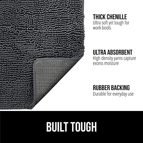 Gorilla Grip Soak Stopper Absorbent Chenille Indoor Doormat, Rubber Backing, Muddy Dog Paws Washable Mat, Quick Dry Microfiber Door Mat Inside Floor, Home Décor Welcome Mats, 24X17, Charcoal #TOP1