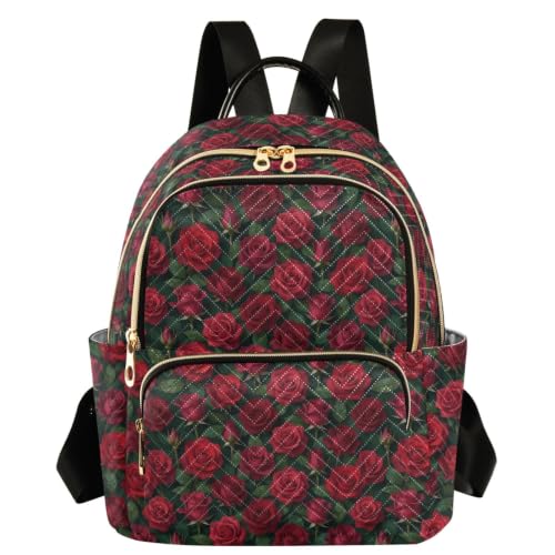 Mochila de moda casual con dos bolsillos grandes en color rojo oscuro tamano S para mujer