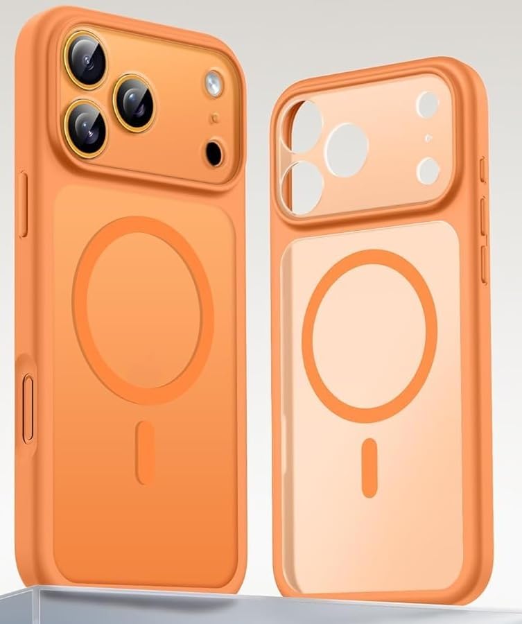 Image of MagPro case for Apple iPhone 17 Pro Max with Camera Protection MagSafe Compatible Protective Cover with Strong Magnetic Adsorption Shockproof Armor Polycarbonate Translucent Matte Orange v