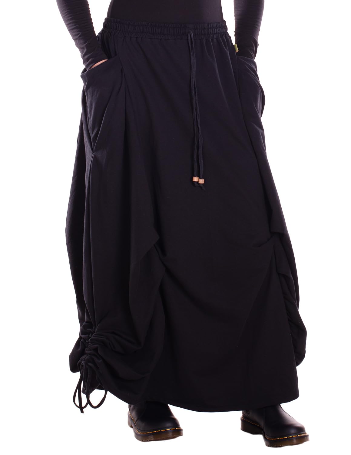 Vishes Alternative Bekleidung - Damen Maxi-Rock XXXL Baumwolle asymmetrisch Langer Warmer Rock im Lagenlook mit Taschen