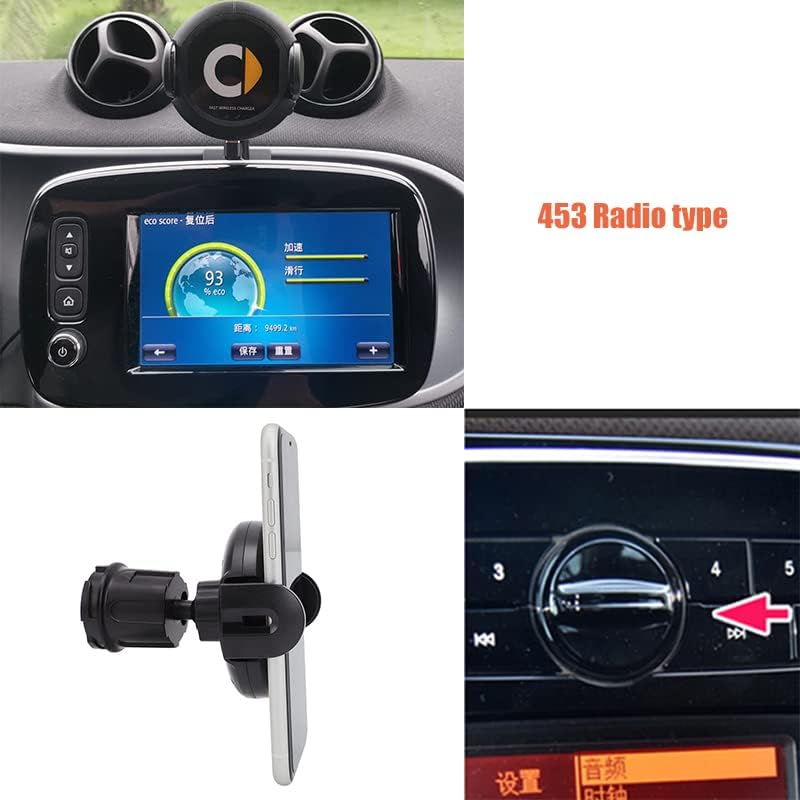 Draadloze oplaadstandaard voor Smart 453 Fortwo Forfour auto in telefoonhouder, intelligente infrarood mobiele telefoonstandaard automatische sensor,453 Navigation-Mid