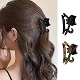 2pcs Winter Cat Hair Clips - Cute Black Brown Cat Claw Clips Small Size Winter Hair Claw Clips for Thin/Thick Hair Style, Acrylic Hair Clips Accessories for Women Girls Holiday Party Gifts