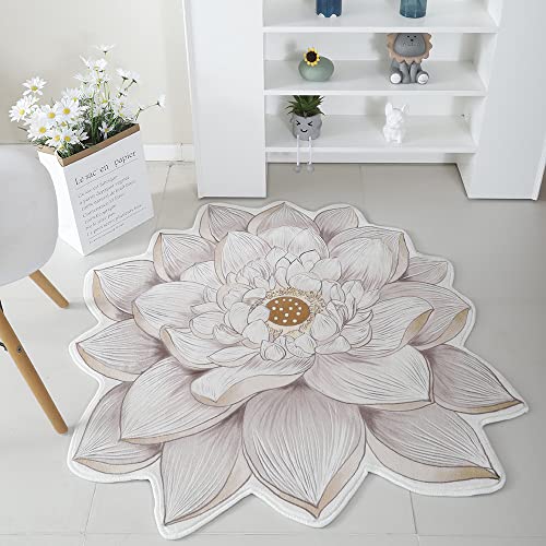 Morbuy Teppich Wohnzimmer Flauschig Weich Gänseblümchen Teppich Nordische Blumenform Runde...