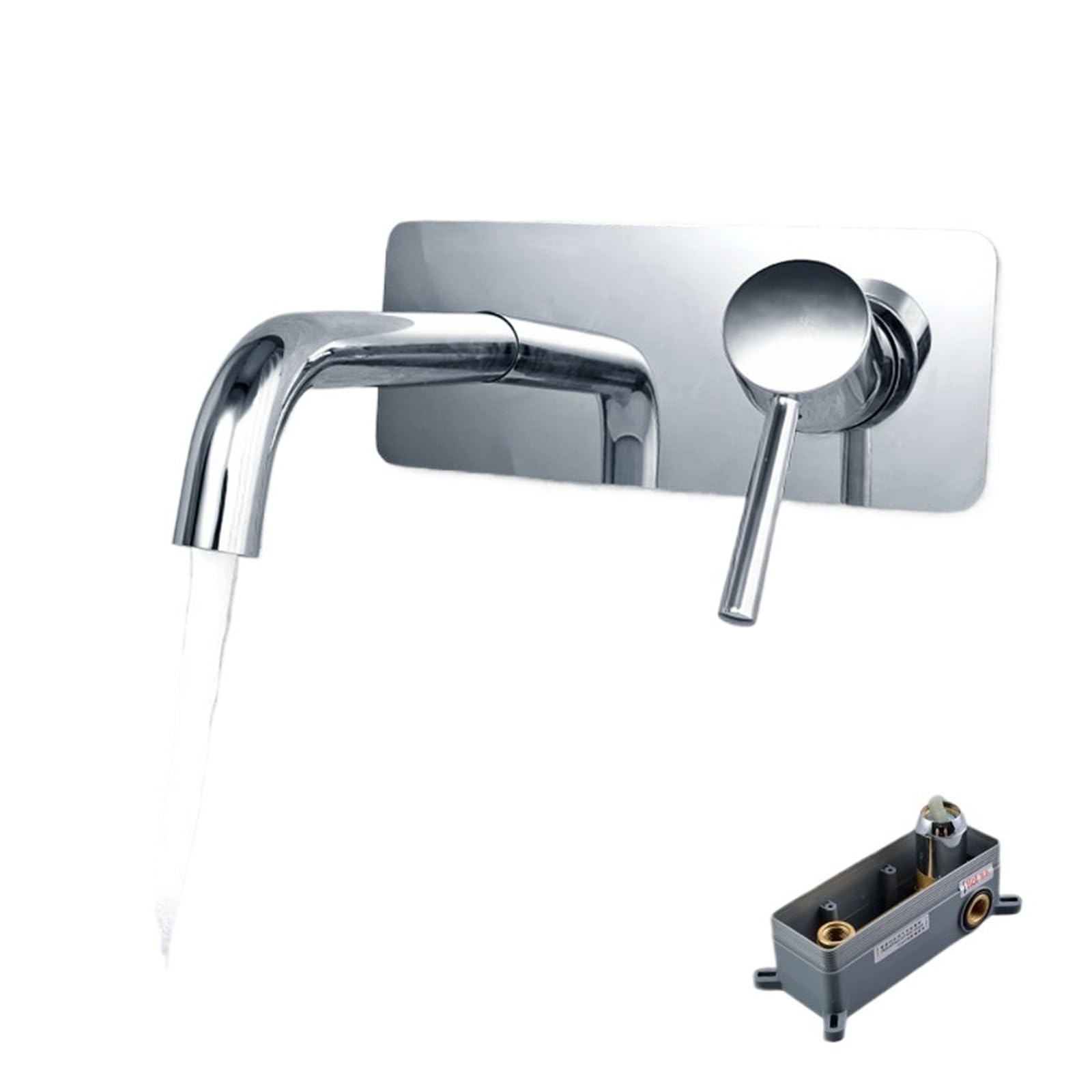 Grifo de lavabo de baño de latón con doble manija, diseño de pared en color cromo