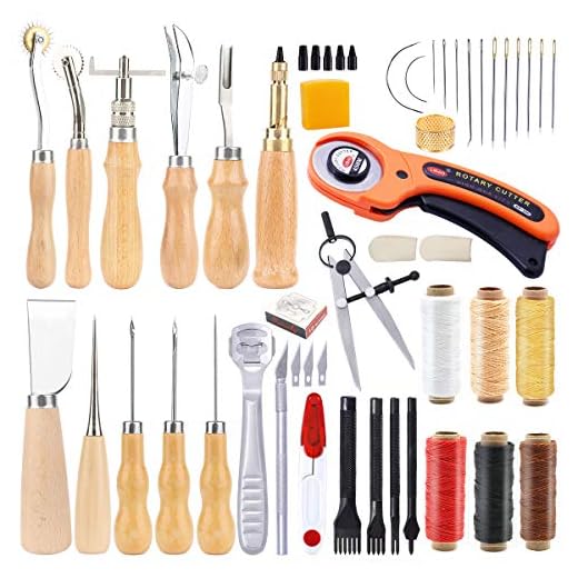 53 Pieces Beginners Leather Work Tools, Leather Working Kit with Instructions, Leather Groover, Awls, Prong Punch and Other Tools for Leather Working, Leather Tool Kit