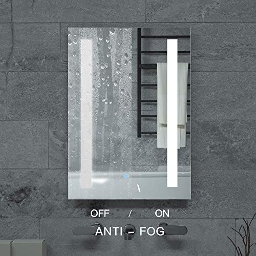Janboe 600x800mm Illuminated LED Bathroom Mirror Anti-Fog LED Mirrors with Lights + Touch Switch Control + Vertical Installation…