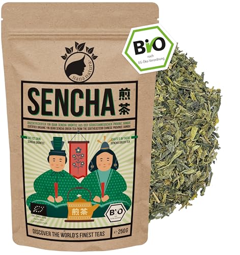 NanaNatura's BIO Sencha Grüntee aus China 250g | loser aromatischer Premium Blatt-Tee – frisch grasig & mild | für Teekanne & Gongfu